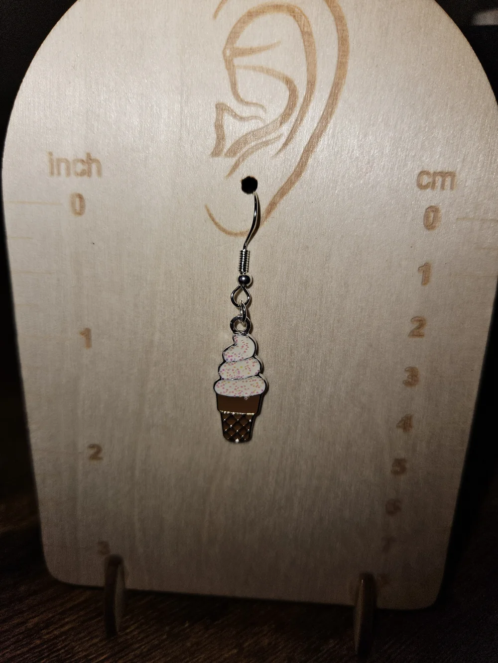 Children's Ice Cream & Lollipop Charm Drop Earrings - Pink & Tan